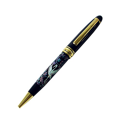 Antique Alive Handgefertigter, einziehbarer Kugelschreiber aus Perlmutt, Executive-Geschenk, Deluxe-Tintenroller, mittlere Spitze, deutscher Stift mit schwarzer Tinte (Black) von Antique Alive