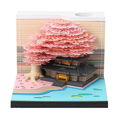 3D-Notizblöcke, antihaftbeschichtet, Glücksbaum-Papier mit Stifthalter, Schnitzerei, Kunst, kreative Notizen, kreative Notizen, DIY, Postnotizen, Notizblock (Rosa) von Antique Anyan