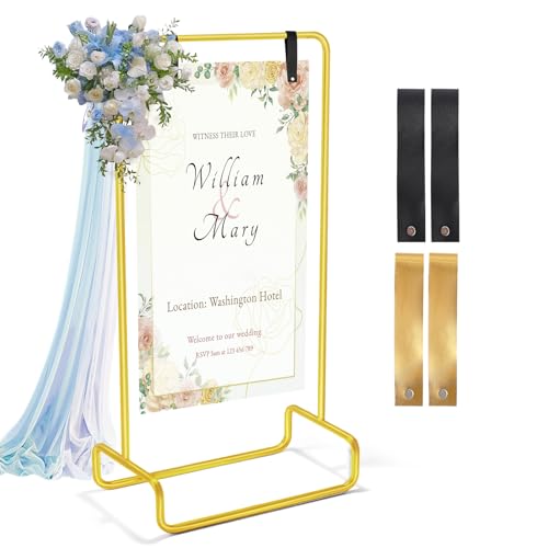 Hochzeitsschild-Halter, personalisierbar, 172,7 x 81,3 x 41,9 cm, goldfarben, mit Lederriemen, Staffelei-Ständer für Schilder, verstellbarer Hochzeitssitzdiagramm-Ständer Hochzeitsschild-Halter, personalisierbar, 172,7 x 81,3 x 41,9 cm, goldfarben, mit Lederriemen, Staffelei-Ständer für Schilder, verstellbarer Hochzeitssitzdiagramm-Ständer von Antizz