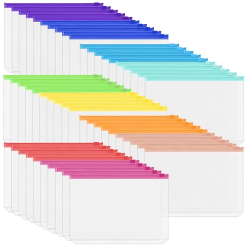 Antner 50 Stück A5 Bindertaschen mit 6 Löchern, Geldfüllumschläge zum Geldsparen, 10 verschiedene Farben, Reißverschlussbeutel, Budgetplaner-Einlagen, lose Blätter, Geldorganizer-Taschen für A5, 6 Antner 50 Stück A5 Bindertaschen mit 6 Löchern, Geldfüllumschläge zum Geldsparen, 10 verschiedene Farben, Reißverschlussbeutel, Budgetplaner-Einlagen, lose Blätter, Geldorganizer-Taschen für A5, 6 von Antner