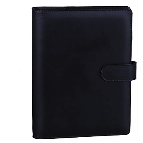 Antner A5 PU Leder Ringbuch, 6 runde Ringe nachfüllbar Notebook Binder für A5 Füllpapier Spiralbuch Reise Schreiben Notebook Tagebuch Binder Cover, schwarz von Antner