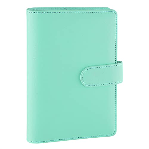 Antner A6-Ordner, nachfüllbarer Notizbuch-Planer mit 6 Ringen, für A6-Nachfüllpapier, PU-Leder, lose Blätter, persönlicher Budgetplaner, Geldorganizer, Bargeld, Füllbuch mit Magnetschnalle, Hellgrün von Antner
