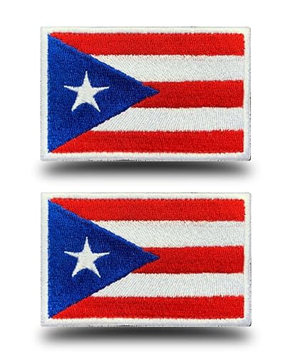 Puerto Rico-Flagge, bestickte Applikation, Nationalemblem, taktischer Puerto Rico, Militäraufnäher mit Klettverschluss für Hüte, Rucksack, Jacken, Kleidung, Uniform, Weste, Team, 2 Stück von Antrix