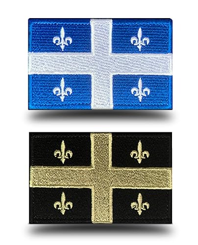 2 Stück Quebec Flaggenaufnäher, Klettverschluss, bestickt, taktisch, Kanada, Kanada, Quebec, Emblem für Teamarbeit, Reisen, Kleidung, Rucksack, Hüte, Jacken, Weste, Uniform, Hundegeschirr von Antrix