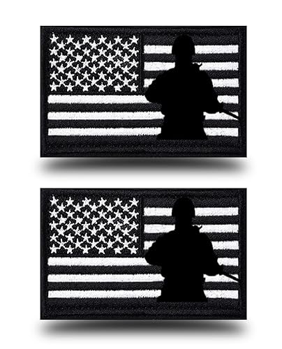 2 Stück taktische USA-Flagge mit Soliders-Aufnäher, vollständig bestickt, US-Armee, Polizei, Veteranen, Militär-Applikation, Embleme, Abzeichen für Kleidung, Rucksack, Weste, Uinform-Kappen von Antrix