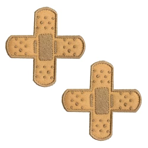 2 x Verband, lustig, medizinischer Streifen, Pflaster, bestickt, Klettverschluss, Braun, Meme, Kreuzband, Erste-Hilfe-Medic-Bandaid, kniffliges DIY-Emblem von Antrix