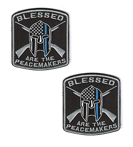 Antrix 2 Stück Tactical Blessed are The Peacemakers Thin Blue Line Helm Military Badge Emblem Patch for Caps,Bags,Backpacks,Clothes,Vest,Military Uniforms,Tactical Gears Etc. von Antrix