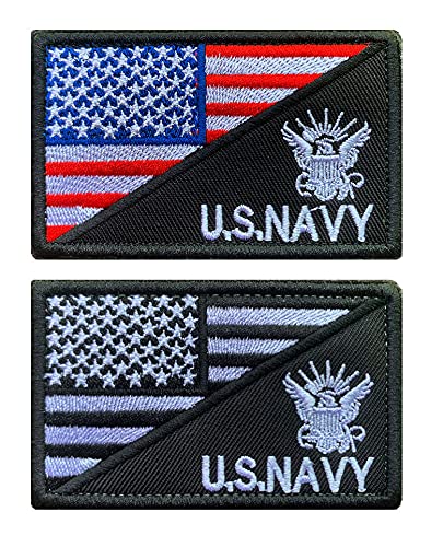 Antrix 2 Stück amerikanische Flagge/US-Marineblau US Streitkräfte bestickt Militärabzeichen Emblem Patches Klettverschluss Patches für Hüte Rucksäcke Taschen Jacken von Antrix