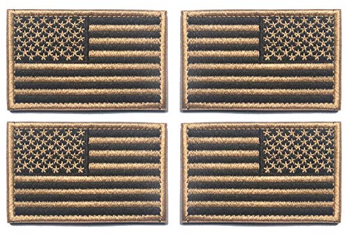 Antrix 4 Stück Coyote Brown Regular und Reversied American US USA Flagge bestickt Patch Taktisch Military United States of America Uniform Applique Hook & Loop Badge Emblem für Rucksäcke Cap Weste von Antrix