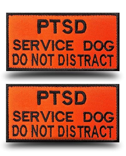 Antrix PTSD Service Dog Patch Do Not Distract Dog Animal Support Vests/Harnesses ESA Support Fastener Hook & Loop Embroidered Patch Emblem for All Art Dogs, 10.2x5.1 cm Orange von Antrix