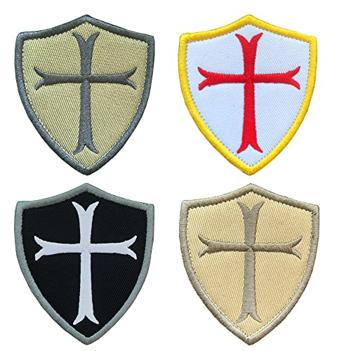 Set von 4 Stück Kreuzritter Schild Schulter Armband Taktische Militär Patch Templer Ritter Kreuz Kreuzritter Haken und Schleife bestickt Verschluss Applique Funny Emblem Set von 4 Stück Kreuzritter Schild Schulter Armband Taktische Militär Patch Templer Ritter Kreuz Kreuzritter Haken und Schleife bestickt Verschluss Applique Funny Emblem von Antrix