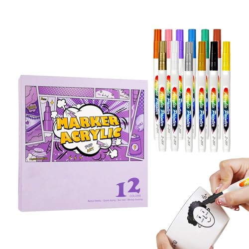 Acrylfarbenstift-Set, Acrylstifte zum Malen – Wasserfeste Graffiti-Marker, nicht klebend, feine Spitze | Langanhaltende Malstifte, von Anulely
