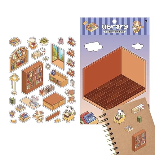 Anulely Haus Aufkleber, Cartoon Szene Aufkleber Collage Aufkleber Buch, Machen Sie Ihr eigenes Blumenzimmer Bibliothek Cartoon Szene Aufkleber für Scrapbooking, Basteln Anulely Haus Aufkleber, Cartoon Szene Aufkleber Collage Aufkleber Buch, Machen Sie Ihr eigenes Blumenzimmer Bibliothek Cartoon Szene Aufkleber für Scrapbooking, Basteln von Anulely