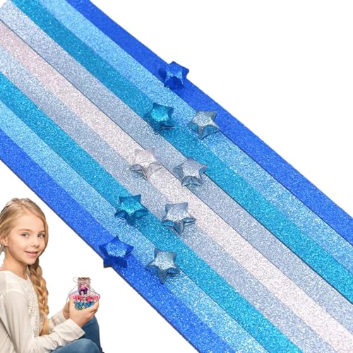 Anulely Lucky Glitter-Papierstreifen, 520 Blatt, leuchtende Streifen, Farbverlaufspapier, buntes Faltpapier, sicheres Sternpapier für Lehrmaterial, Papier Anulely Lucky Glitter-Papierstreifen, 520 Blatt, leuchtende Streifen, Farbverlaufspapier, buntes Faltpapier, sicheres Sternpapier für Lehrmaterial, Papier von Anulely