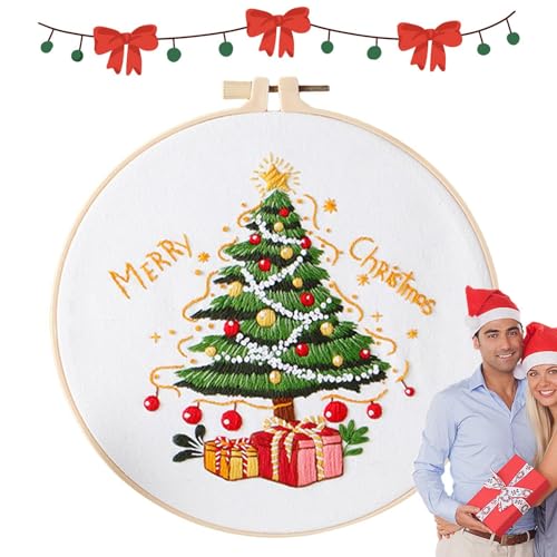 Anulely Stickset mit Musteranleitung - Frohe Weihnachten Kreuzstich Stickset mit Mustern und Anleitung - Stickerei Anfänger Kit Stickmuster Hoop Anulely Stickset mit Musteranleitung - Frohe Weihnachten Kreuzstich Stickset mit Mustern und Anleitung - Stickerei Anfänger Kit Stickmuster Hoop von Anulely