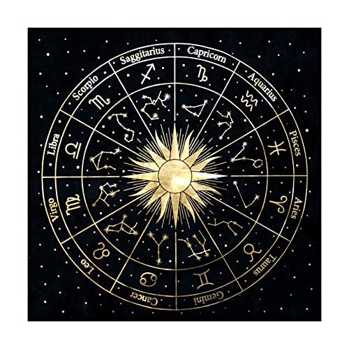 Anulely Tarot-Tischdecke, Schwarzes Tuch Mit Goldenem Pentagramm-Altar-Tuch, Hexereibedarf, Weiche Hirschleder-Samt-Tischdecke Für Zimmer, Bar Und Wanddekoration (19,31 19,31 Zoll) von Anulely