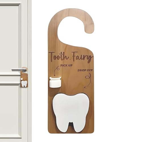 Anulely Zahnhalter Türhänger - Holz Zahnfee Behälter mit Geldschlitz - Dekoration Box Sammlung Aufhänger für Jungen Mädchen Kinderzimmer Tür Anulely Zahnhalter Türhänger - Holz Zahnfee Behälter mit Geldschlitz - Dekoration Box Sammlung Aufhänger für Jungen Mädchen Kinderzimmer Tür von Anulely