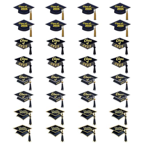 Aufkleber für Abschlussfeiern, Sammelalbum, Abschlusskappe, Klasse 2025, 32 Stück, selbstklebende schwarze Hut-Etiketten, Partygeschenke für College High School Aufkleber für Abschlussfeiern, Sammelalbum, Abschlusskappe, Klasse 2025, 32 Stück, selbstklebende schwarze Hut-Etiketten, Partygeschenke für College High School von Anulely