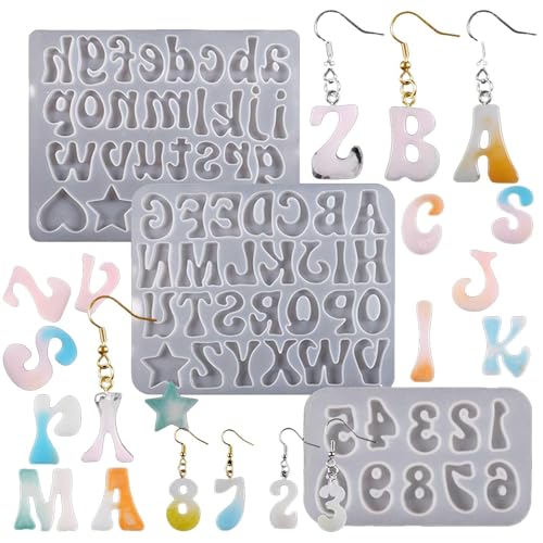 Epoxidharz Schlüsselring Form, Silikonharz Schmuck Gießformen | Englische Buchstaben Epoxidharz Schlüsselanhänger Formen | Zahlen 0-9 Dekorative Anhängerform für von Anulely