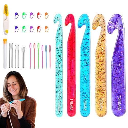 Kleine Häkelnadeln, tragbare Stricknadeln, Kunstharz-Häkelnadel-Set zum Häkeln und Stricken mit ergonomischem Softgrip-Griff Kleine Häkelnadeln, tragbare Stricknadeln, Kunstharz-Häkelnadel-Set zum Häkeln und Stricken mit ergonomischem Softgrip-Griff von Anulely