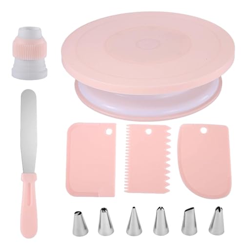 Kuchendekorationsset – Lebensmittelechter Drehtisch für einen Kuchen, glatte, leise Rotation. Set Backzubehör, inklusive 1 Spatel, 3 Spritzkammschaber, 6 Spritztüllen Kuchendekorationsset – Lebensmittelechter Drehtisch für einen Kuchen, glatte, leise Rotation. Set Backzubehör, inklusive 1 Spatel, 3 Spritzkammschaber, 6 Spritztüllen von Anulely