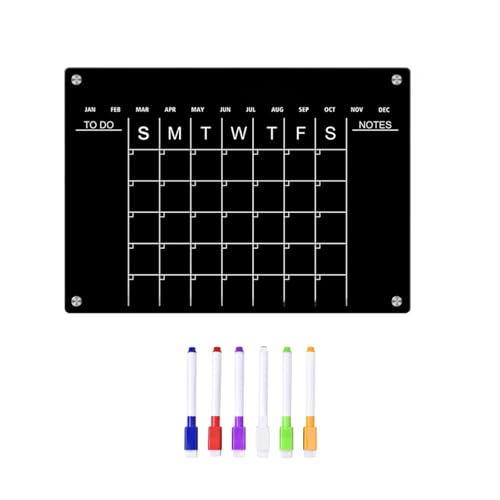 Magnetische Acryl-Trockentafel, magnetischer Kalender, Kühlschrank, wöchentlicher Essensplaner, Tafel, wichtige Erinnerung, Zeitplan, Notizblock für Heimbüros von Anulely