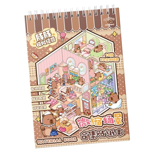 Miniatur-Szenen-Aufkleber-Buch, 3D-Aufkleber, kein Schnitt, kreativer Cartoon-Hausaufkleber, lustiges Buch, Traumlandlandschaft, Aufkleber für Schule, Mädchen, Jungenzimmer Dekor von Anulely