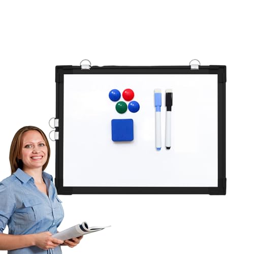 Trockenlöschtafel für Wand, magnetische Whiteboards für Mu, kleine Whiteboards mit 2 Markern, 1 Radiergummi, 4 Magneten – doppelseitige Schreibtafel mit Aluminiumrahmen von Anulely