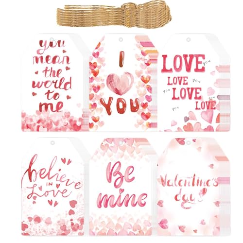 Valentinstags-Etiketten | 60 x Herzanhänger mit Schnüren | Valentinstag-Papieranhänger mit Löchern, Liebesetiketten für Valentinstag, Hochzeit Valentinstags-Etiketten | 60 x Herzanhänger mit Schnüren | Valentinstag-Papieranhänger mit Löchern, Liebesetiketten für Valentinstag, Hochzeit von Anulely