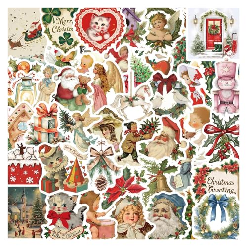 Weihnachtsaufkleber – 50 x Vintage-Aufkleber für Kinder, Cartoon-Weihnachtsmotive, Urlaubsparty-Aufkleber für Partys, Dekoration Weihnachtsaufkleber – 50 x Vintage-Aufkleber für Kinder, Cartoon-Weihnachtsmotive, Urlaubsparty-Aufkleber für Partys, Dekoration von Anulely