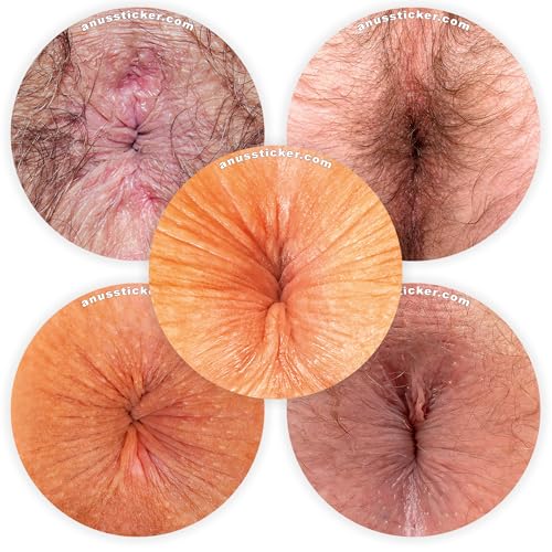 Anusticker® „5 Senses of Love“ [Lustige Arschloch Sticker für Männer & Frauen] – Poloch Aufkleber für Party, JGA, Festival, Karneval – Gag-Geschenk glänzend, Ø 5 cm - 250 Stück von Anusticker