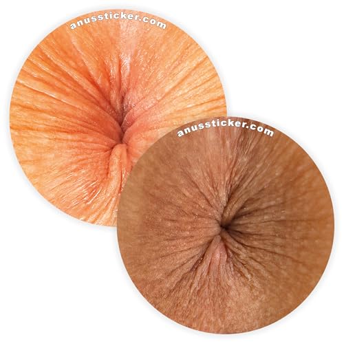 Anusticker® „White & Brown“ [Lustige Arschloch Sticker – Männer & Frauen] – Poloch Aufkleber für Party, JGA, Festival, Karneval – Gag-Geschenk glänzend, Ø 5 cm (100 Stück) von Anusticker