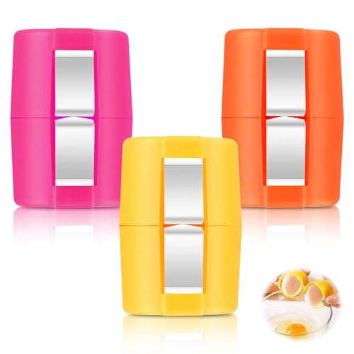 3 Stück Tragbares Eierschalenöffner, Eierschäler für Gekochte Eier, Eieröffner für Rohe Eier, Egg Shell Opener für Zuhause und Restaurant, Küchenhelfer (Gelb + Orange + Rosa) von Anuvice