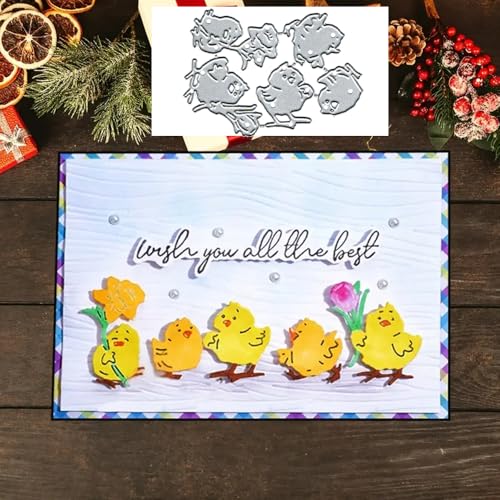 6 Stück/Set Küken Metall-Stanzformen, Küken, Rahmen, Stanzformen, Papierkarten, Stanzschablonen für DIY, Prägung, Kartenherstellung, Buchanhänger, dekorative Papierschablonen, Scrapbooking von Anxendong