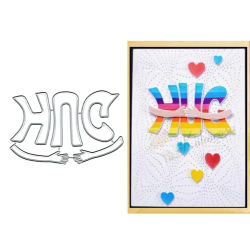 Hands Hug Frame Metall-Stanzformen, Hände umarmen, Rahmen Stanzformen, Papierkarten, Stanzschablonen für DIY, Prägung, Kartenherstellung, Buchanhänger, dekorative Papierschablonen, Scrapbooking von Anxendong