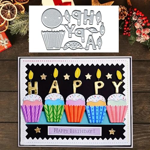 Happy Birthday Metall-Stanzformen, Happy Birthday Rahmen Stanzformen Papierkarten Stanzformen Stanzformen für DIY Prägung Kartenherstellung Buch Tags Dekorative Papierschablonen Scrapbooking von Anxendong