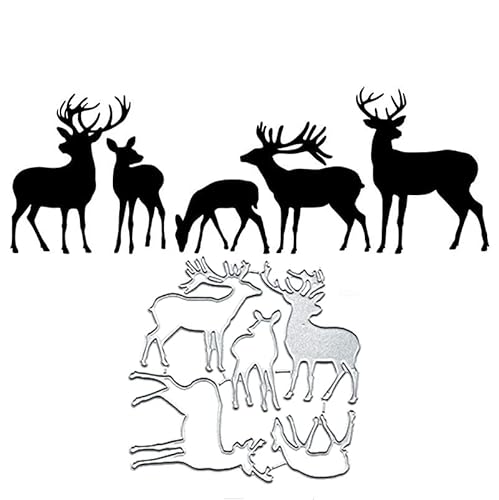 Metall-Stanzformen, Weihnachts-Hirsch, Elch, Papierkarten, Stanzschablonen für DIY, Prägung, Kartenherstellung, Buchanhänger, dekorative Papierschablonen, Scrapbooking, 5 Stück von Anxendong