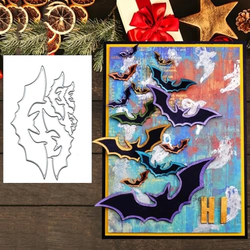 Metall-Stanzformen für Halloween, Fledermäuse, Rahmen aus Papier, Karten, Stanzschablonen für DIY, Prägung, Kartenherstellung, Buchanhänger, dekorative Papierschablonen, Scrapbooking von Anxendong