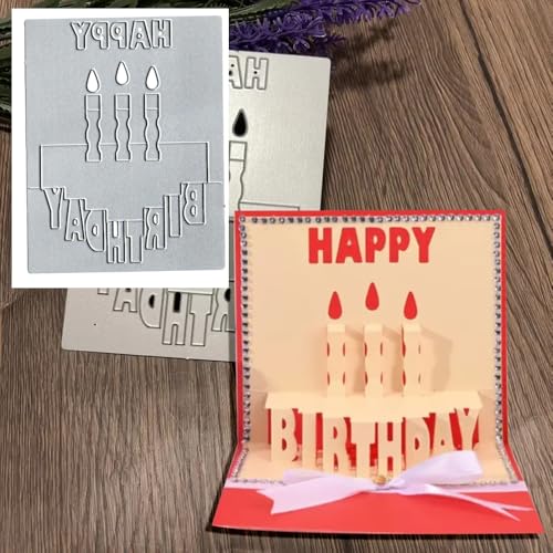 Metall-Stanzformen mit Aufschrift "Happy Birthday", "Happy Birthday", Papierkarten, Stanzschablonen für DIY, Prägung, Kartenherstellung, Buchanhänger, dekorative Papierschablonen, Scrapbooking von Anxendong