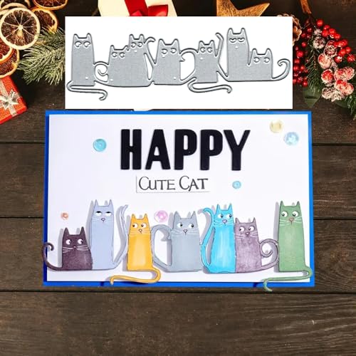 Metall-Stanzformen mit Katzenrahmen, 7-teiliges Set, Katzenrahmen, Stanzformen, Papierkarten, Stanzschablonen für DIY, Prägung, Kartenherstellung, Buchanhänger, dekorative Papierschablonen von Anxendong