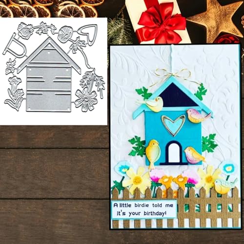 Metall-Stanzformen mit Vogelhaus-Rahmen, Vogelhaus-Stanzformen, Papierkarten, Stanzschablonen für DIY, Prägung, Kartenherstellung, Buchanhänger, dekorative Papierschablonen, Scrapbooking von Anxendong