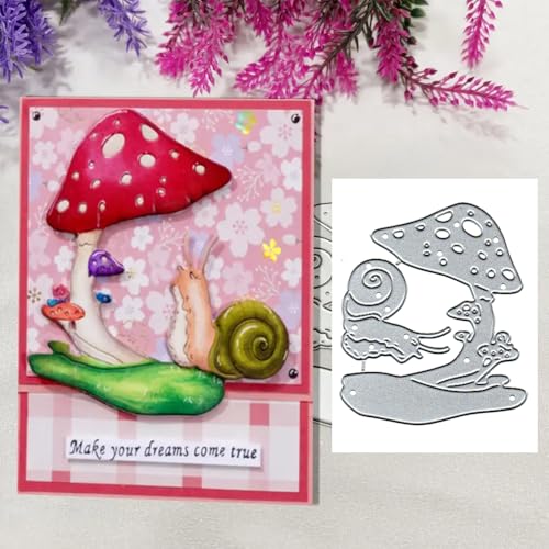 Pilze und Schnecken, Metall-Stanzformen, Pilzrahmen, Stanzformen, Papierkarten, Stanzschablonen für DIY, Prägung, Kartenherstellung, Buchanhänger, dekorative Papierschablonen, Scrapbooking von Anxendong