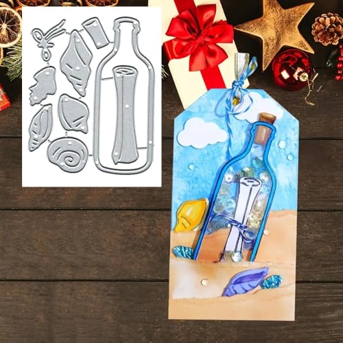 Wishing Bottle Metall-Stanzformen, Wunschflaschenrahmen, Stanzformen, Papierkarten, Stanzschablonen für DIY, Prägung, Kartenherstellung, Buchanhänger, dekorative Papierschablonen, Scrapbooking von Anxendong