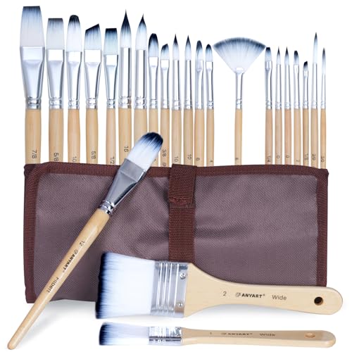 Anyart Pinselset 24 Stück Künstler Pinsel Set für Acrylfarben Malpinsel Aquarell Öl Ölfarben Paint Brush Steinmalerei Miniaturen Nagelpinsel Hochwertig Premium Nylon mit Aufbewahrungstasche Anyart Pinselset 24 Stück Künstler Pinsel Set für Acrylfarben Malpinsel Aquarell Öl Ölfarben Paint Brush Steinmalerei Miniaturen Nagelpinsel Hochwertig Premium Nylon mit Aufbewahrungstasche von Anyart