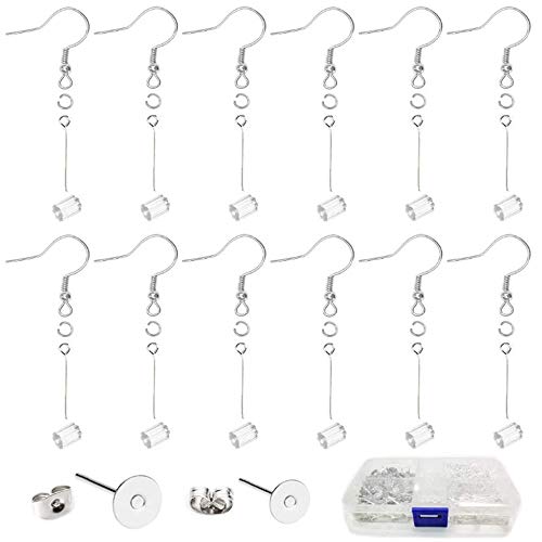 Anyasen Selber Machen Zubehör Set 600pcs Haken Fischhaken Haken Versilbert mit Stopper silikon Edelstahl Haken für DIY Herstellung von Anyasen