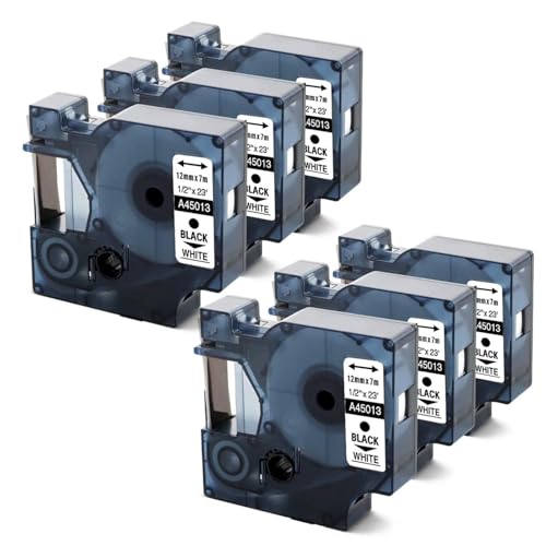 6x Anycolor Etikettenband Kompatibel mit DYMO D1 45013 S0720530 Schwarz auf Weiß für DYMO LabelManager 160 von Anycolor
