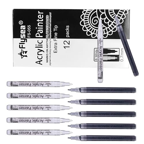 Anyingkai 12pcs Acrylstifte,Acrylstifte für Steine Schwarz Dünn,Acrylfarbe Marker Stifte,Marker Paint Pen,für Steine, DIY Fotoalbum, Stoff,Metall,Holz,Glas,Karten,Keramik (B) von Anyingkai