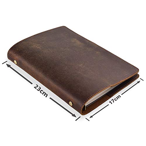 Anzhi Handgefertigtes Leder Ringbuch A5, Notizbuch mit Lederhülle, 23 x 17 cm, nachfüllbar mit 6-fach Ringbuch Anzhi Handgefertigtes Leder Ringbuch A5, Notizbuch mit Lederhülle, 23 x 17 cm, nachfüllbar mit 6-fach Ringbuch von Anzhi