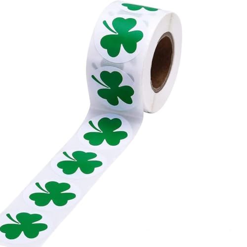 500 St. Patrick's Day Rollose Shamrock Aufkleber für St. Patrick's Day, Kleeblatt-Applikation, selbstklebend, hochwertig, für Basteldekoration, einfach zu verwenden von Aoaoy