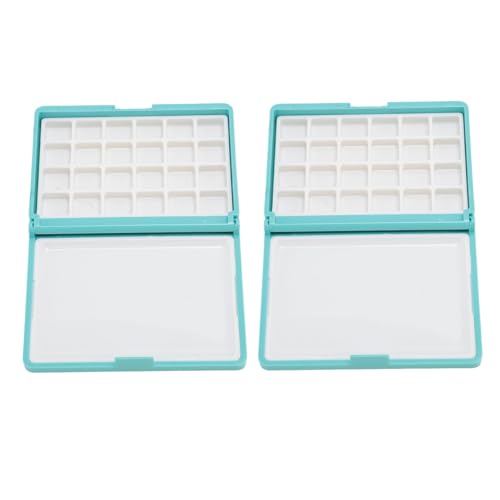 Abnehmbare Tragbare Aquarellbox, Einfach zu Reinigen, Mini Kompakte Aquarellpalette, Schachtel für Anfängerkünstler, 2 Räume (Blue Box, 24 Gitter) von Aoaoy